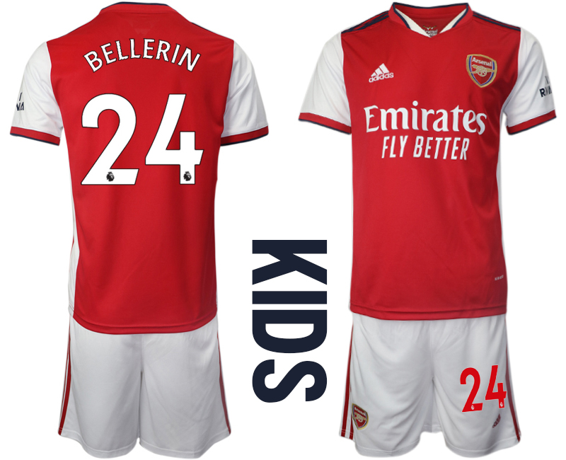 Youth 2021-2022 Club Arsenal home red #24 Soccer Jersey->youth soccer jersey->Youth Jersey